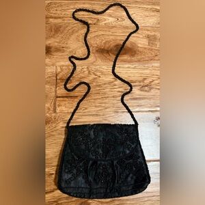 La Regale Black Beaded Shoulder Bag